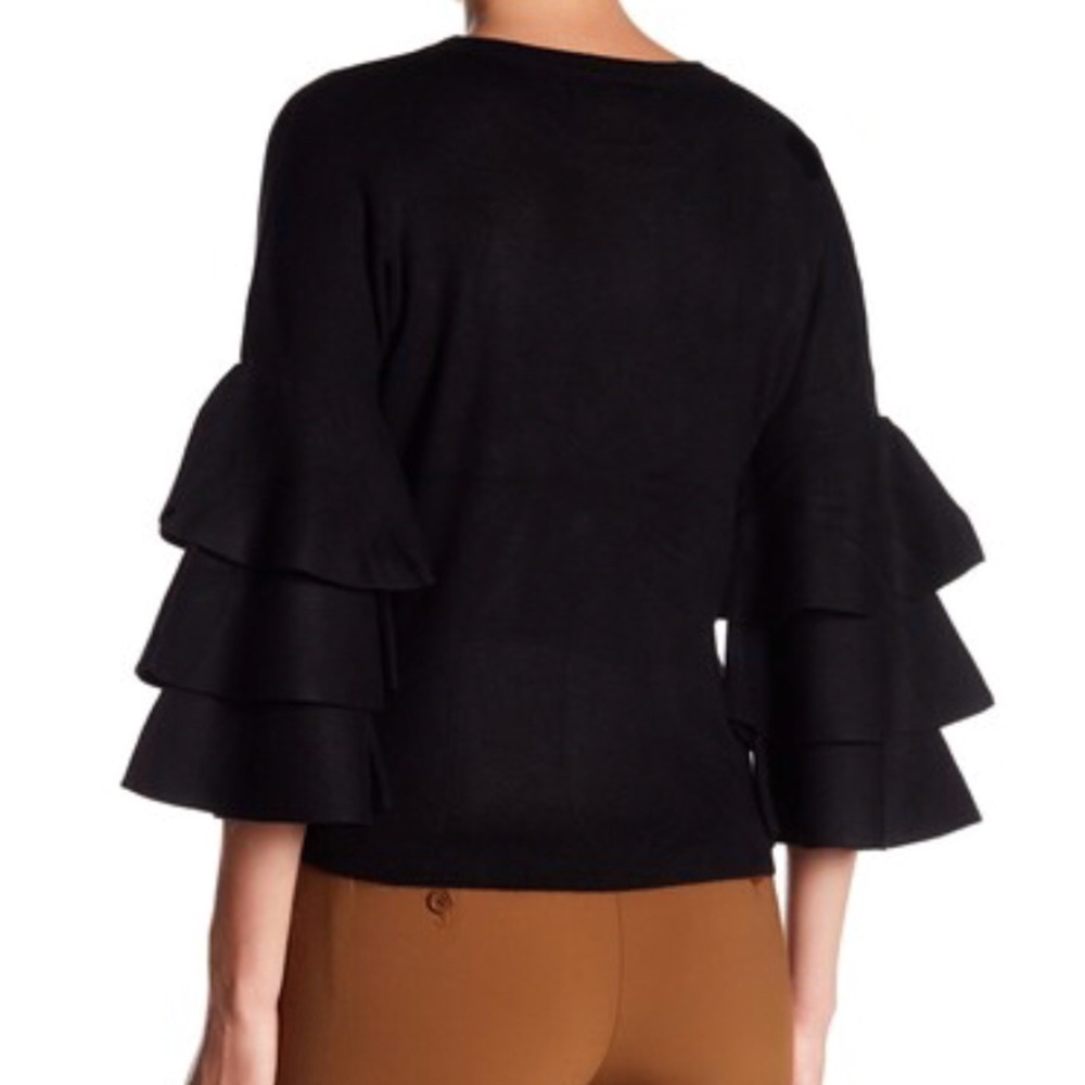 Black Ruffle Sleeve Sweater - Picture 2 of 9